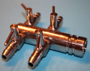 Metall Luftverteiler regelbar 18mm - 4 Hähne