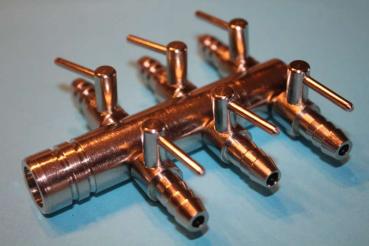 Metall Luftverteiler regelbar 18mm - 6 Hähne
